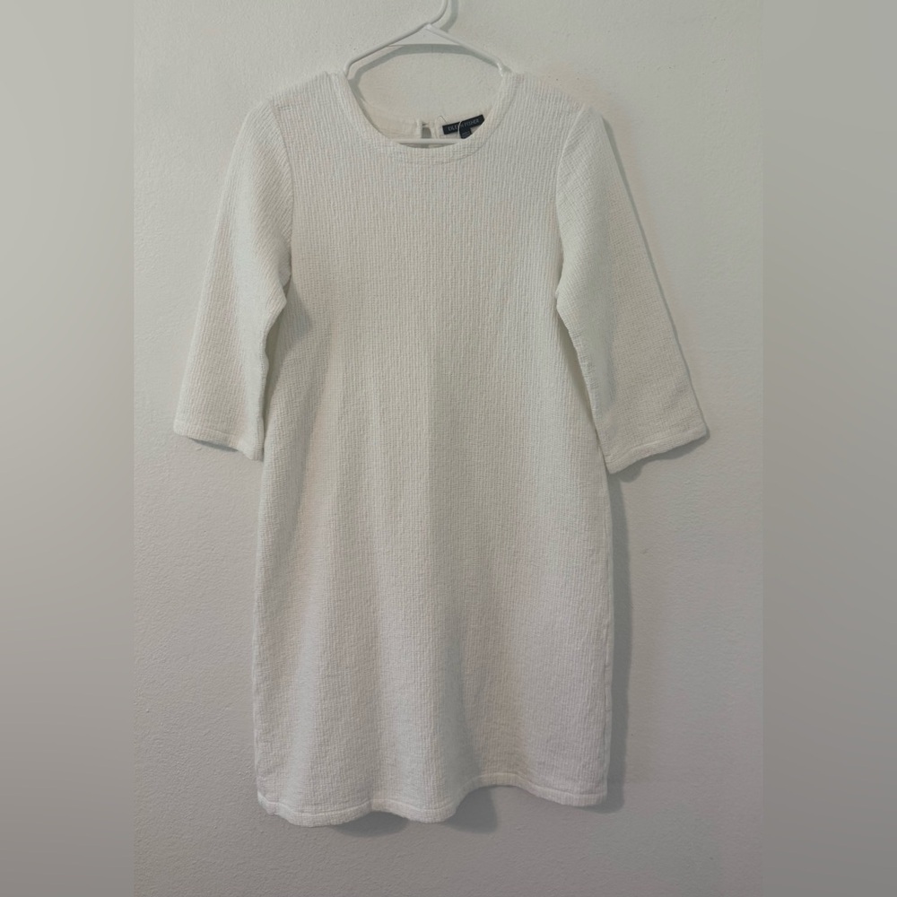 EILEEN FISHER Textured Cotton Ripple Dress 3/4 Sleeves Career Office Size XS - Picture 1 of 8